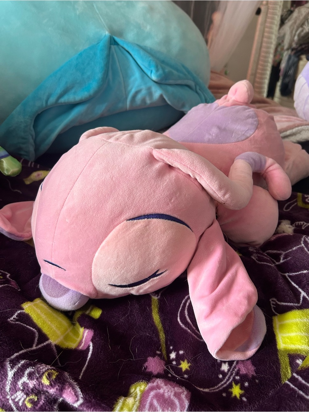 Angel - Lilo & Stitch - Plush Pink Sleepy Bunny Stuffed Animal - Soft Kids Toy